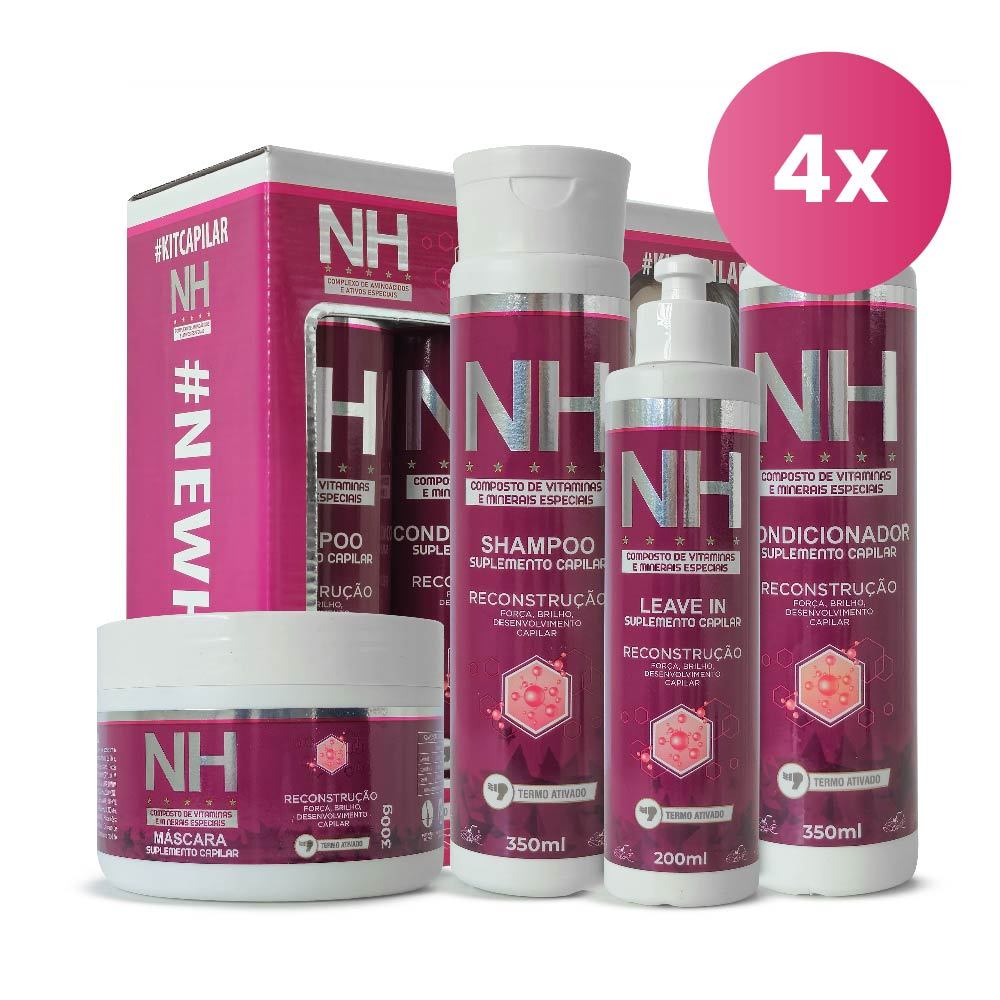 4 Kits Reconstrução Capilar 4 Itens NH New Belkit - Beauty