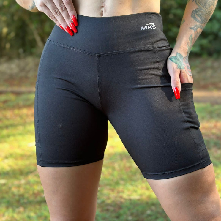 Short Academia Fitness Feminino Com Bolso e Cintura Alta em Oferta na Shopee