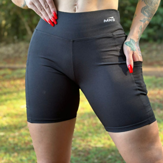 Short Academia Fitness Feminino Com Bolso e Cintura Alta em Oferta na Shopee