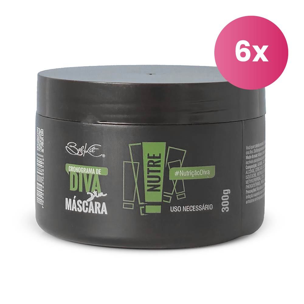 Kit 6 Máscara Nutre Cronograma de Diva Premium 300g Belkit