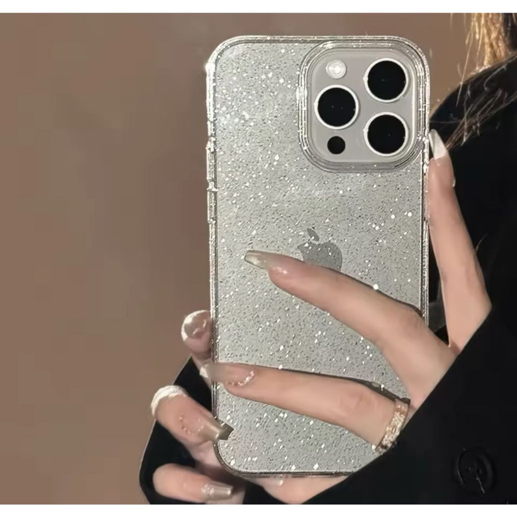 Capa Com Brilho SLIM CLEAN Glitter Flexível Básica Brilhosa Delicada Para iPhone 11/12/12pro/13/14/14promax/15/16