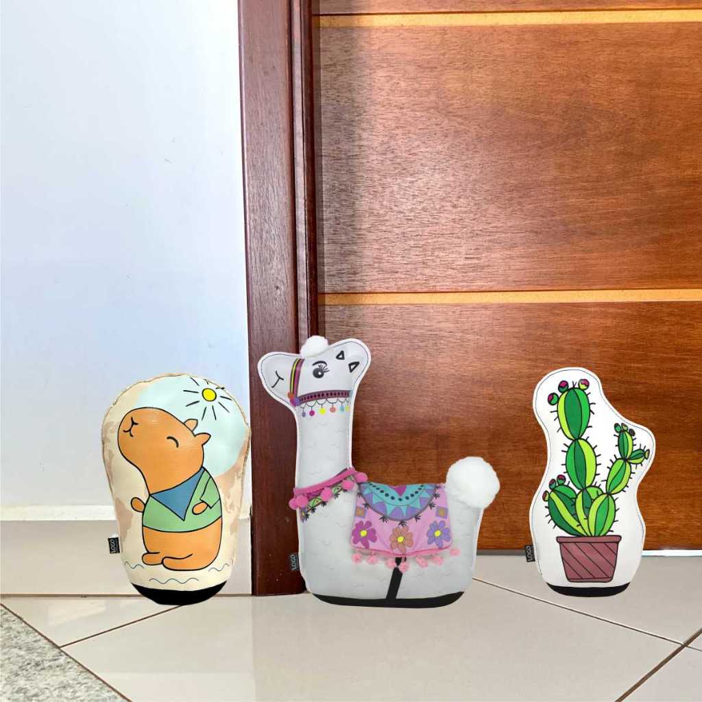 Peso de Porta Capivara Lhama Cactus Miau Salchi Almofada Decorativa Aparador para Porta