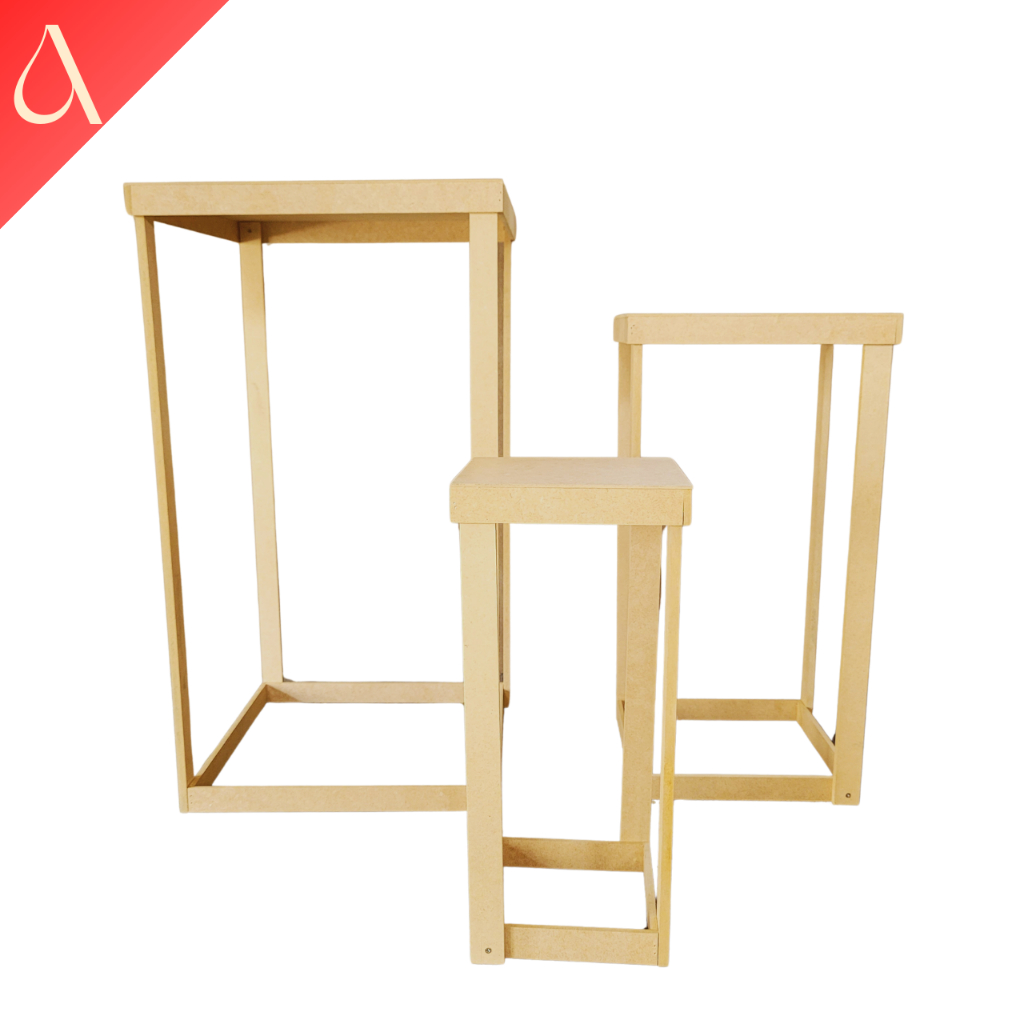 Trio de Mesa Vazado Mdf Cru, Para festas, Decoração de ambiente A PRONTA ENTREGA