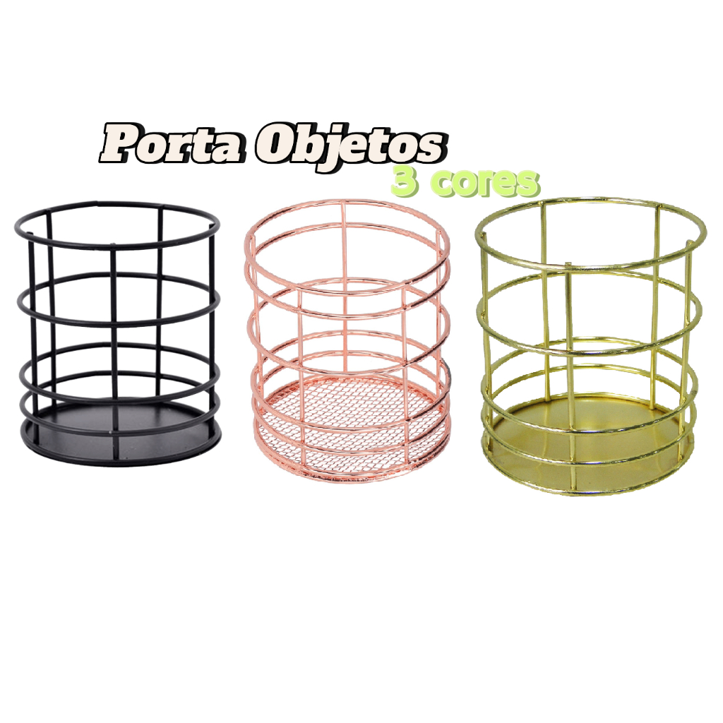 Porta Treco Escorredor Talher Lápis Caneta Pincel Rose Gold Aramado em Oferta na Shopee