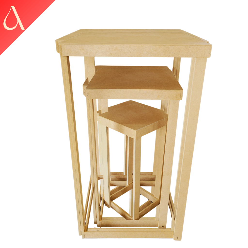 Trio De Festas Quadrado Kit Jogo Mesa Mezanino Cubo Vazado Para Decoração em Oferta na Shopee