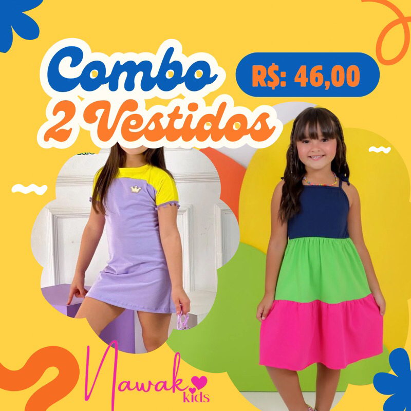 2 Vestidos infantil, combo dois vestidos, tamanho 8, roupa para menina