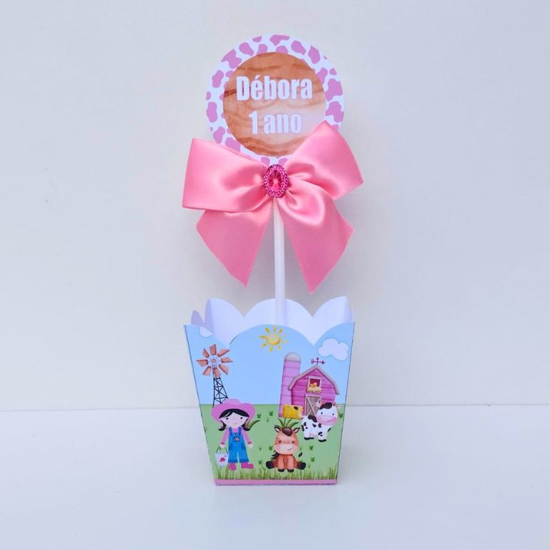 Caixa Cachepot Fazendinha Rosa | Centro de Mesa | Kit Aniversario | Lembrancinhas | Festa Infantil | Enfeite Mesa