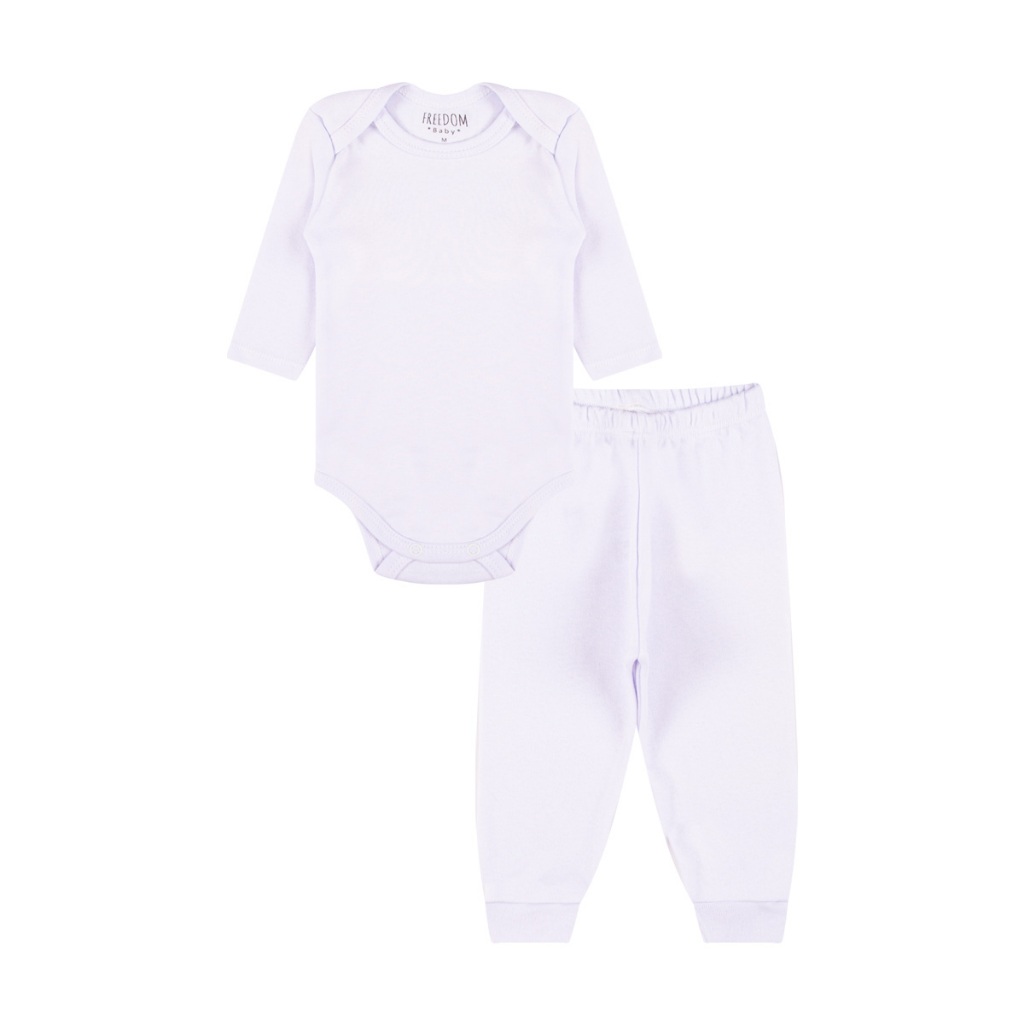Conjunto Body Manga Longa Branco em Suedine