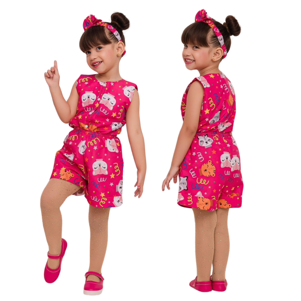 Roupa Infantil Menina Blogueirinha Bolofofos 2, 3, 4 anos | Macacão Infantil Menina