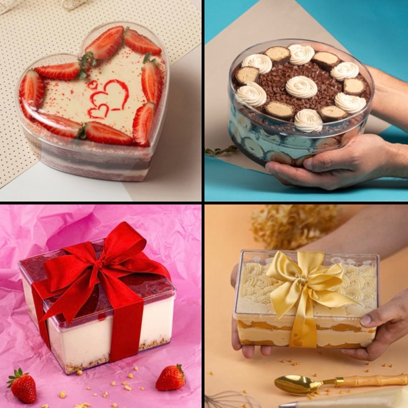 10 CAIXA P/ SOBREMESA NATAL CAKE BOX  QUADRADA / RETANGULAR / REDOND Ou CORAÇÃO A ACRILICA BLUE STAR em Oferta na Shopee