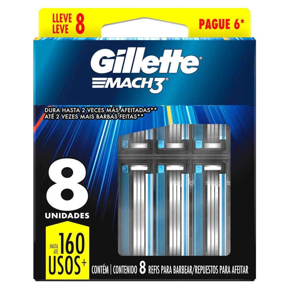 Carga para Aparelho de Barbear Gillette Mach3 8 Unidades