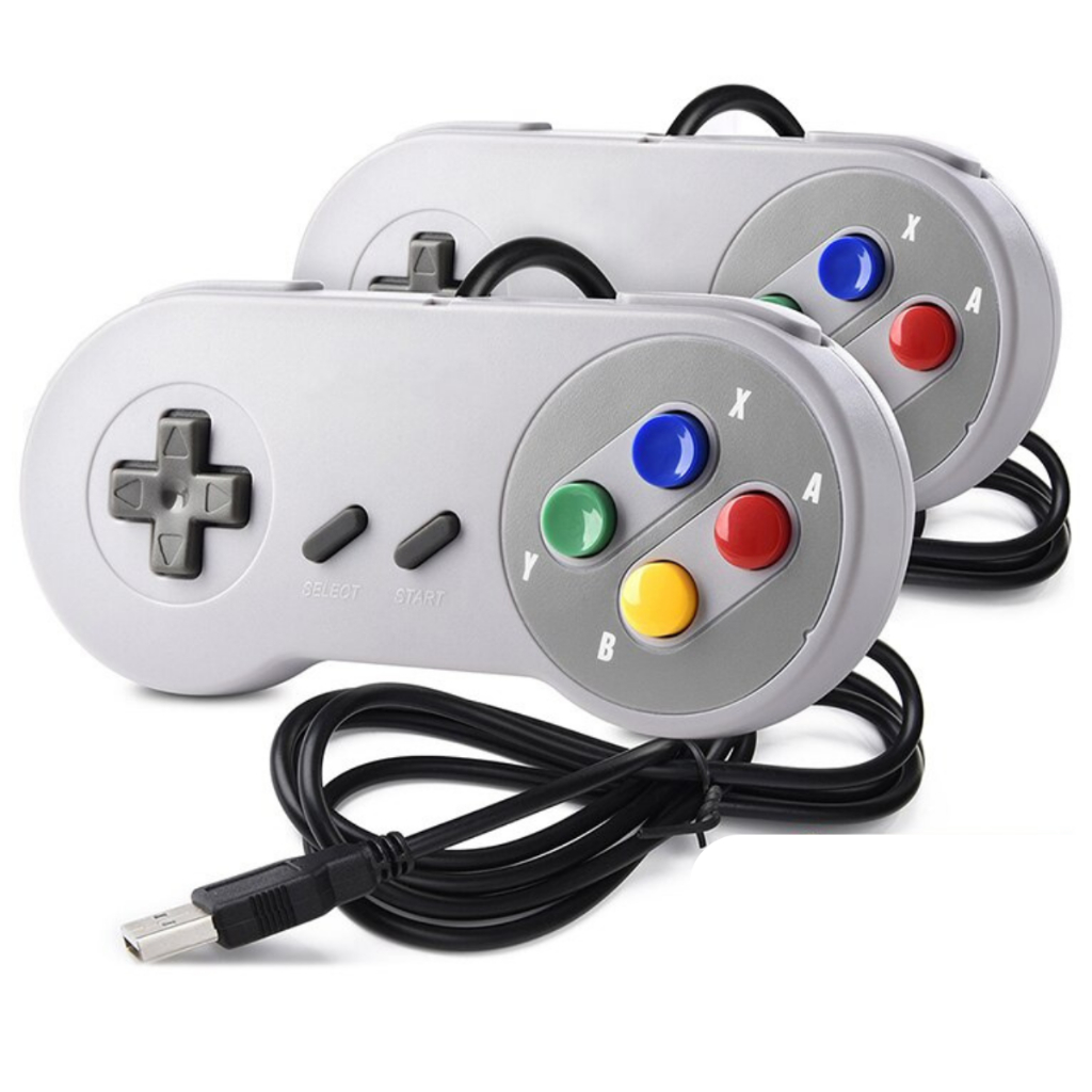 Kit 2x Controles USB Joystick Games Retro Computador Raspberry Manete PC Modelo SNES