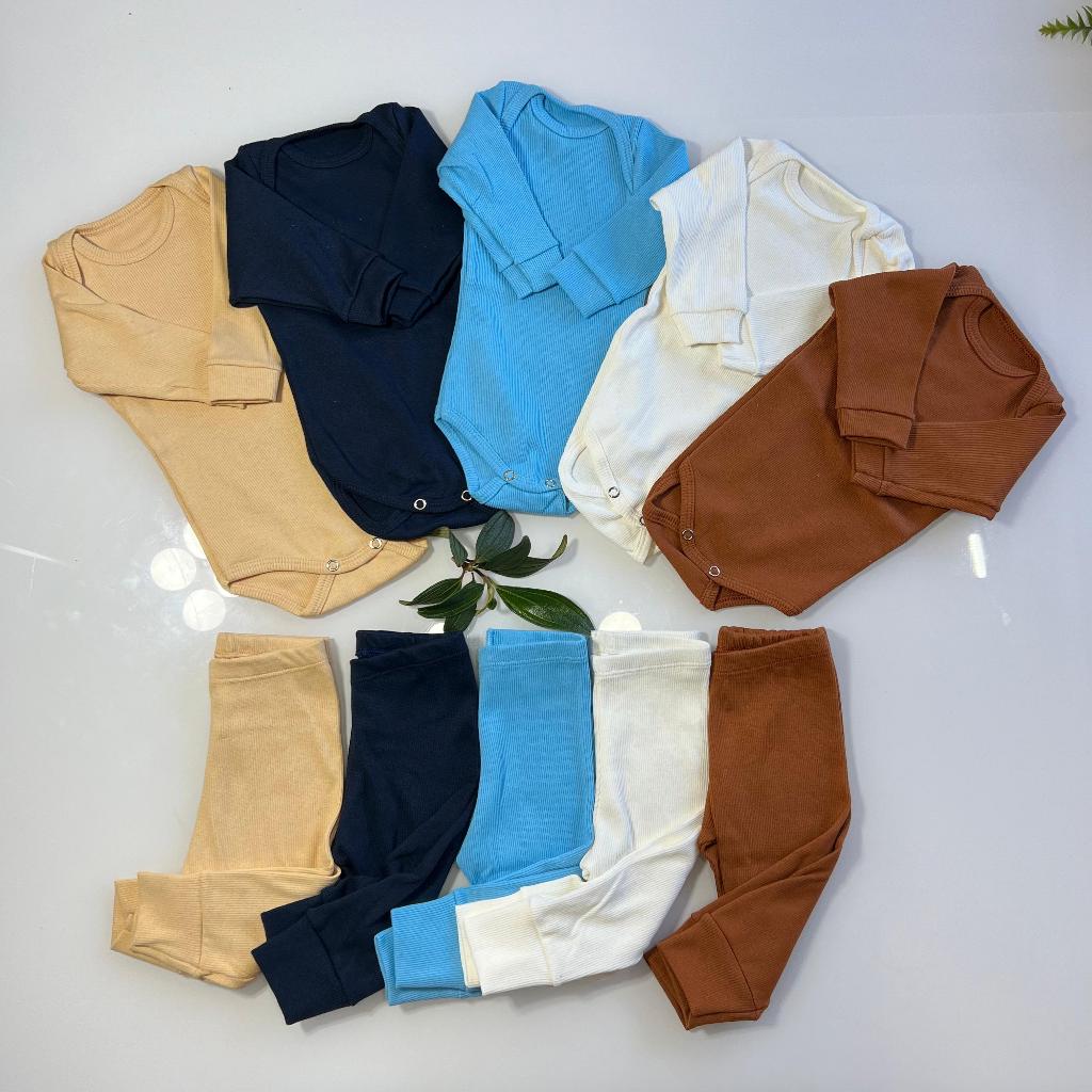 Kit 3 Conjunto Roupa de bebê de Body e Calça de Ribana Unissex Recem Nascido ao 3 Pagãozinho