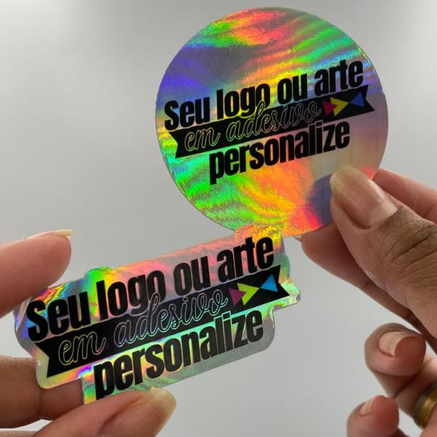 Adesivo Personalizado Holografico Com Sua Arte Logo ou TAG Etiqueta Sticker em Oferta na Shopee
