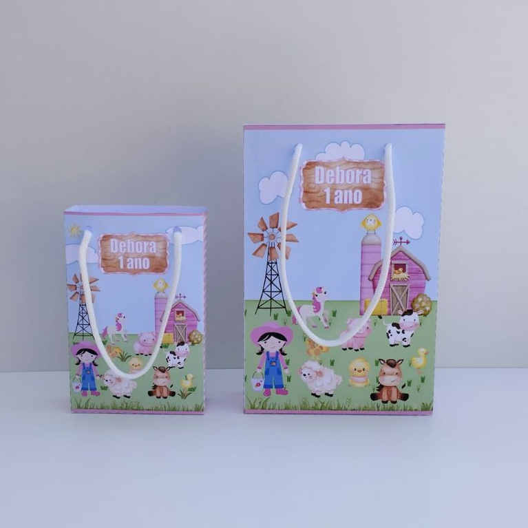 Sacolinha Personalizada Fazendinha Rosa | Lembrancinha | Festa Infantil | Kit Aniversario | Lembrancinha de aniversario