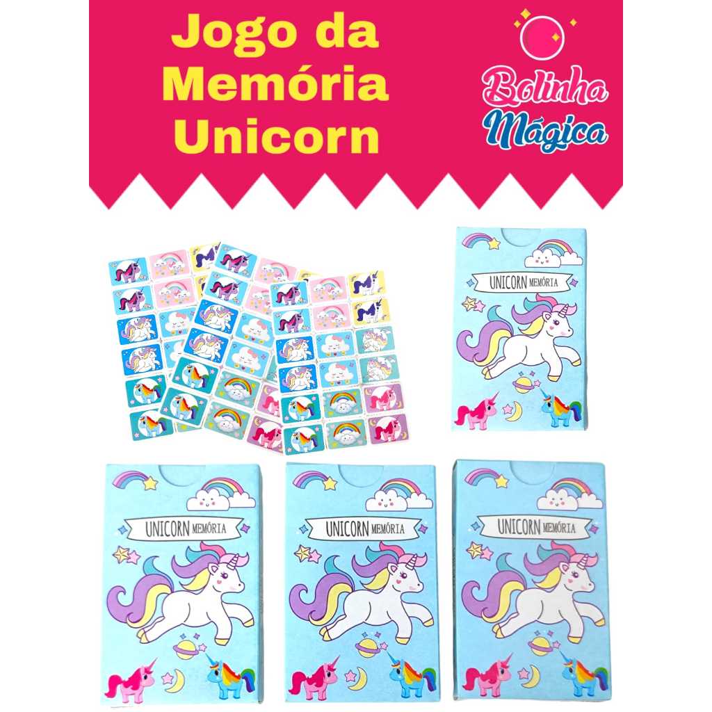 Kit 10 Jogo De Memoria Unicornio Kit Festa Infantil Lembrancinha Aniversario Prenda Criança novo em Oferta na Shopee