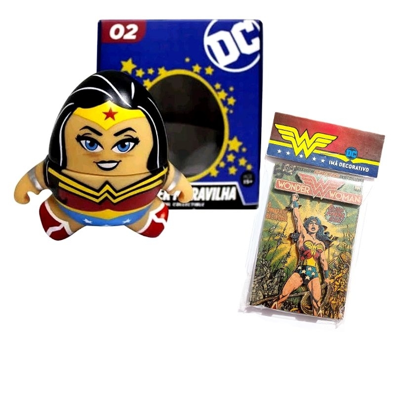 boneco Ovoide Mulher Maravilha imã Wonder Woman Omelete Box Dc Comics Nerd Geek