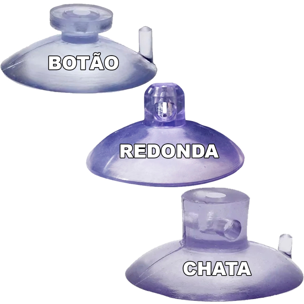 Kit com 10 Ventosas 40mm em Pvc Silicone Ventosa com Cabeça Botão, Redonda Ou Chata
