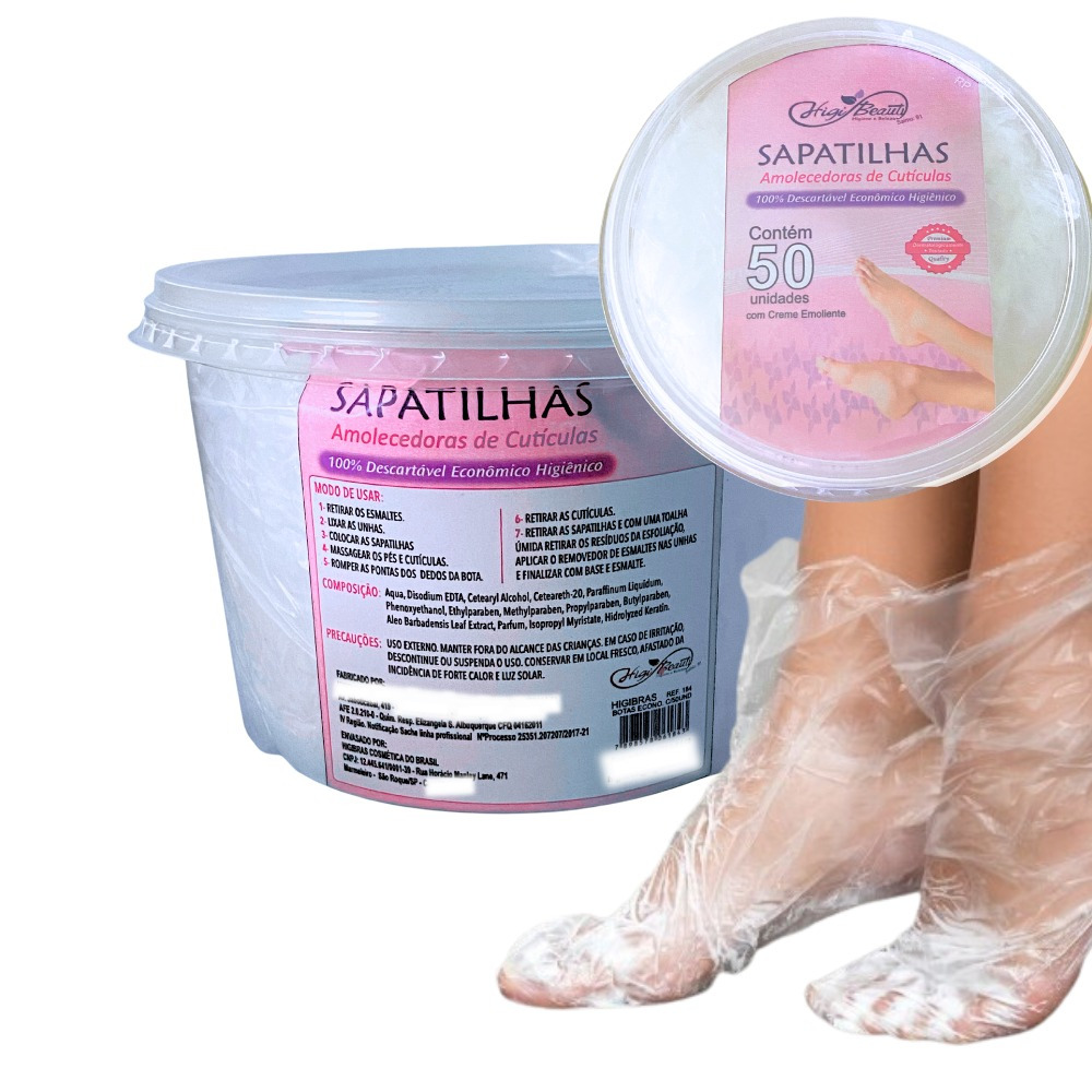 Sapatilha Economica com Creme Emoliente – Pote com 50 Unidades - Higibeauty