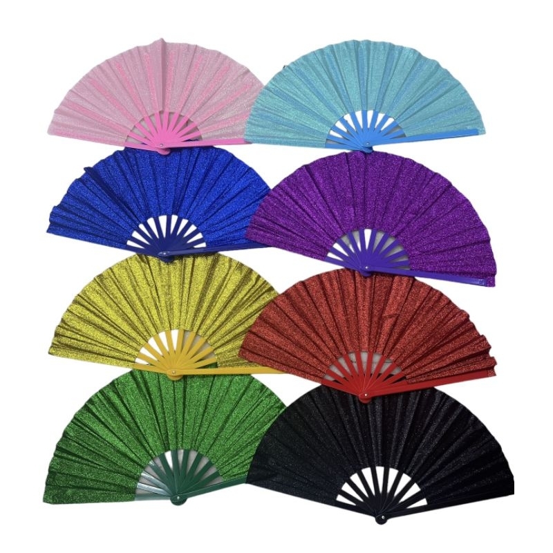 Leque Super Brilho Glitter Festas Grande Decoração varias cores em Oferta na Shopee