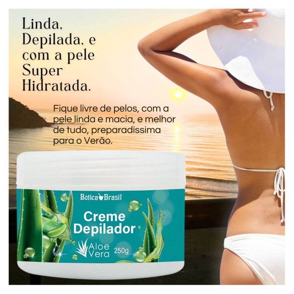 Creme Depilatório Depilação sem Dor com Aloe Vera Botica Brasil 250g.