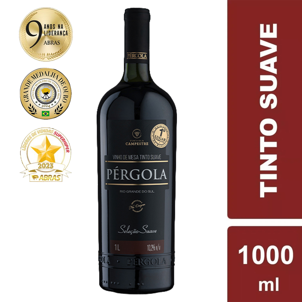 Vinho Tinto de Mesa Pergola Seleção Suave 1000ml em Oferta na Shopee