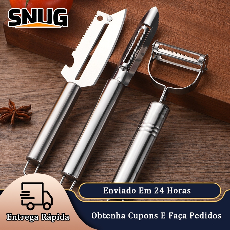 Kit 3 Descascadores Inox Legumes, Frutas Escama Peixe Queijo