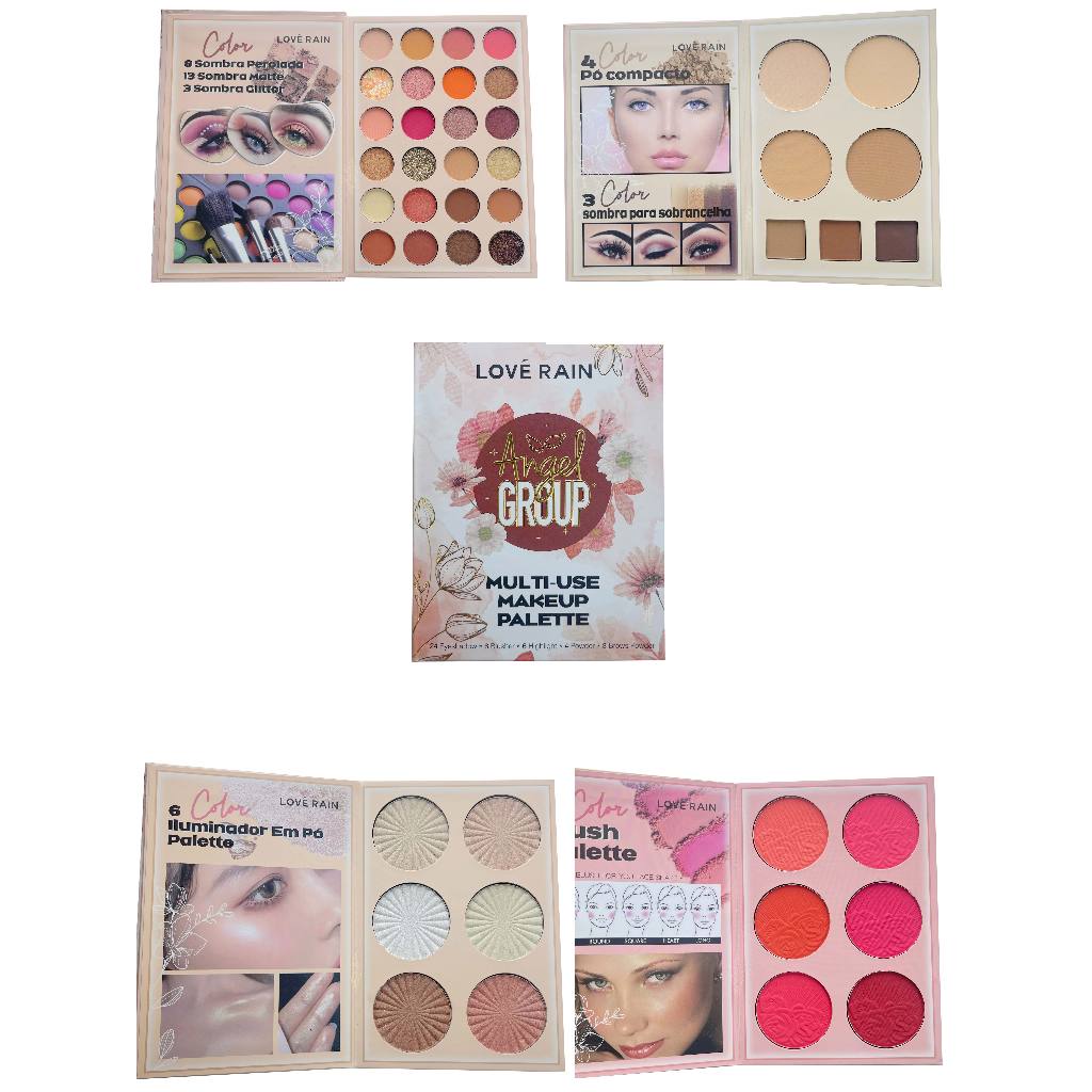 Kit Paleta de Sombras e Pó Compacto + Blush LOVÉ RAIN em Oferta na Shopee
