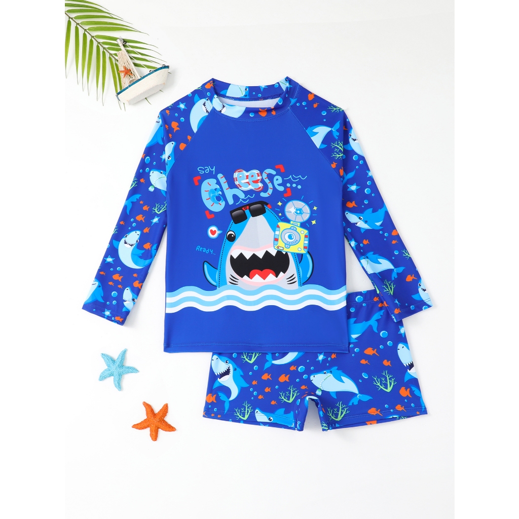 WD VEST Tubarões em Ação: Conjunto de Praia Infantil Masculino para Pequenos Aventureiros 2024 - I3059