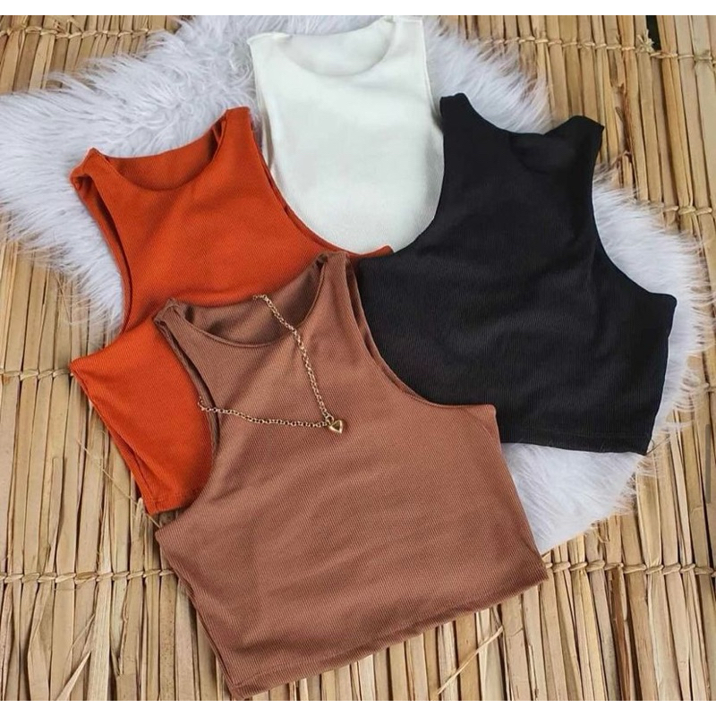 CROPPED CANELADO  FAIXA LARGA | Regata Feminina Básica Lançamento Blogueira