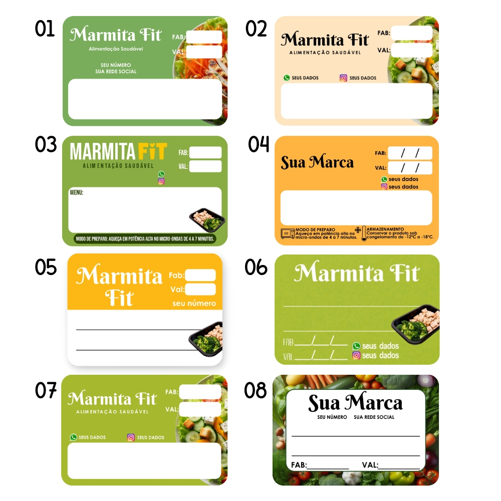 200 Etiquetas Adesivas p/ Marmita Fit Comida Congelada 6x4cm em Oferta na Shopee