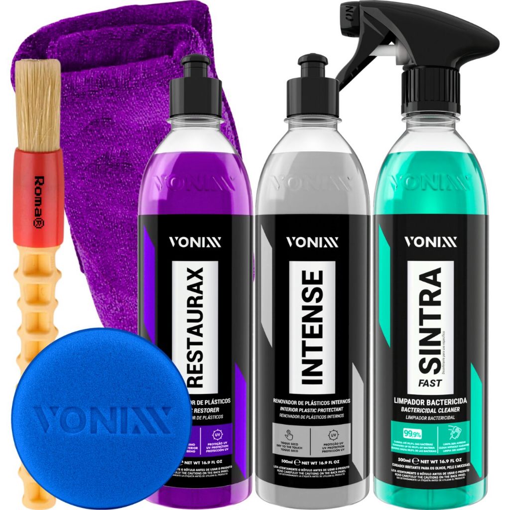 Kit Limpador e Renova Plástico Interno e Externo Sintra Fast Intense Restaurax Vonixx em Oferta na Shopee