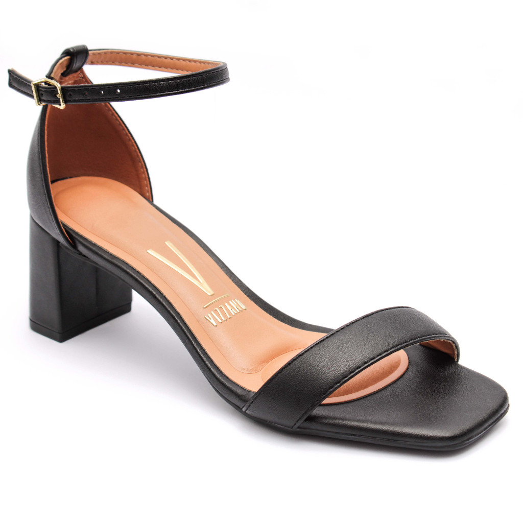 Sandália Vizzano Feminina Salto Bloco Médio Confortável Preto 6430.101 - Women Shoes
