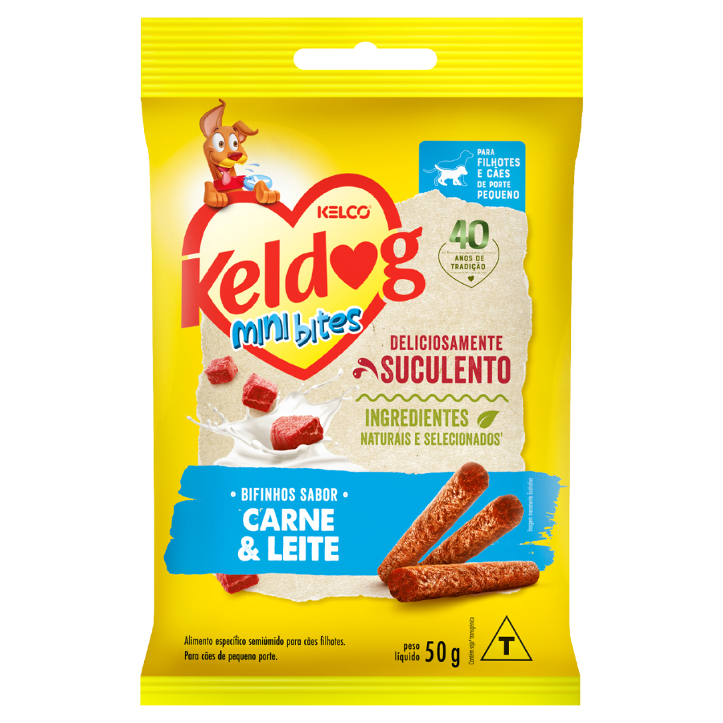 Keldog Bifinho Mini Bites Carne e Leite Para Filhotes e Cães pequenos - 50g