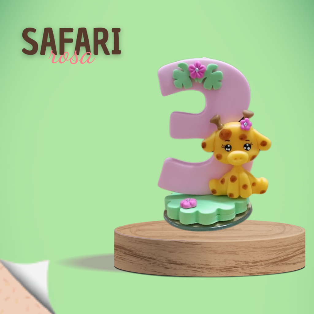 Vela Safari Rosa em Biscuit em Oferta na Shopee