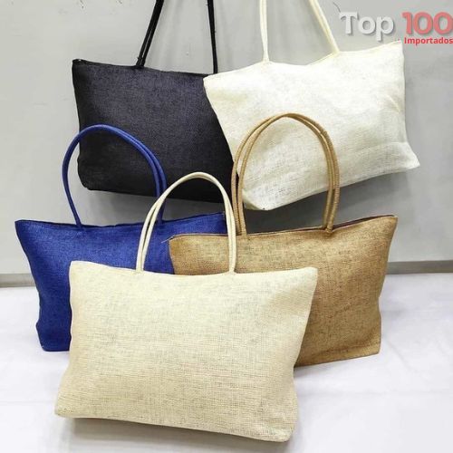 Bolsa Sacola De Praia De Palha Artesanal Com Zíper E Bolso Interno Para Personalizar Grande A001 em Oferta na Shopee