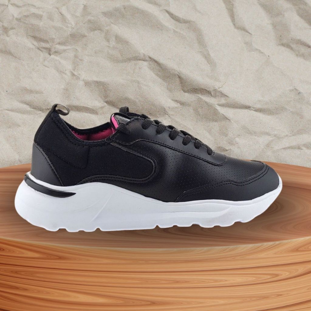 Tenis Feminino Plataforma Casual Polo Preto Confortavel