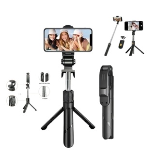 Bastão Pau de selfie Tripé Retrátil Com Luz LED Controle Bluetooth Celular em Oferta na Shopee