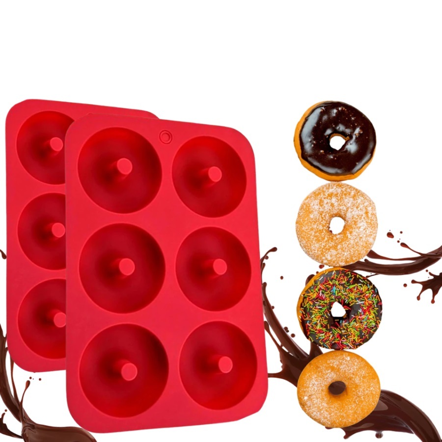 Formas Donuts 26Cm 6 Cavidades De Rosquinhas De Silicone Resistente em Oferta na Shopee