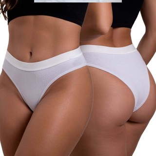 Kit 4 Calcinha Algodão Elástico Grosso Cós Largo Cintura Média Conforto Tanga Cotton Feminina em Oferta na Shopee
