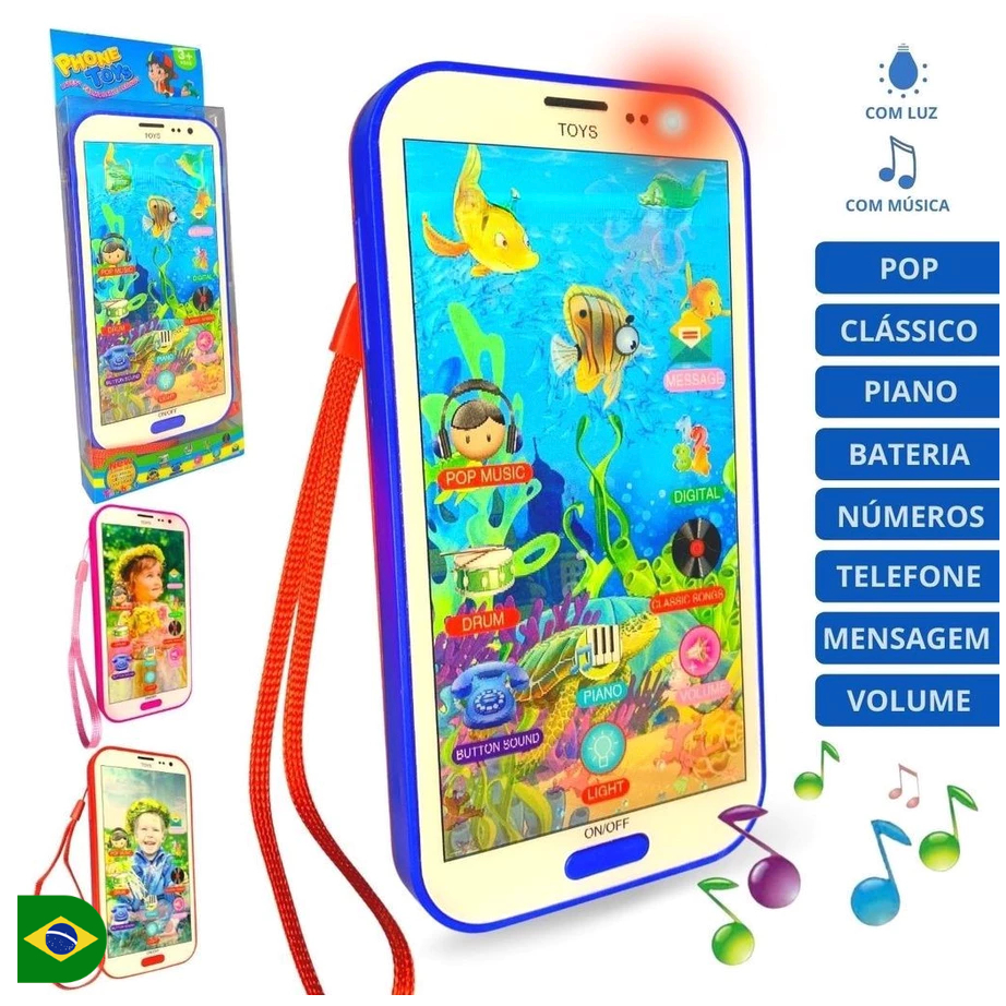 Brinquedo Celular Infantil Musical Sons Com imagem 3D Smartphone Para Criança Infantil Interativo Touch 3D