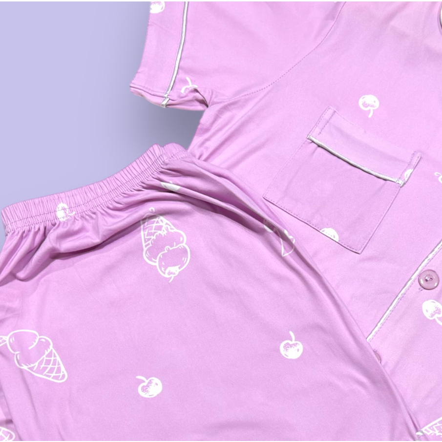 PIJAMA CURTO IMPORTADO COM BOTOES E SHOTS CINTURA ALTA