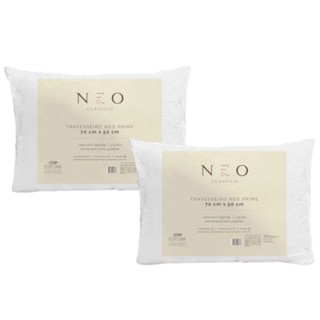 Travesseiros Neo Prime Kit C/ 02 Travesseiros Ecopluma 100% Algodão 233 Fios - Camesa 50x70 em Oferta na Shopee