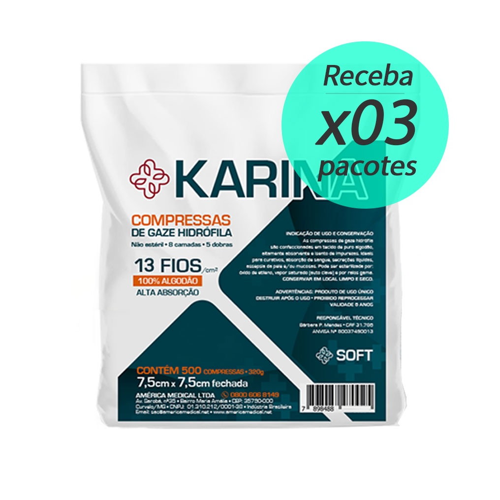 Compressa De Gaze Não Estéril 13 Fios Com 1500unids - Kaina