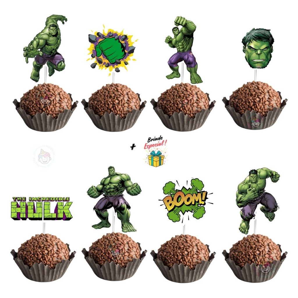 Tags Toppers Topos Para Docinho Hulk Super Herói para festa aniversário brigadeiro beijinho + Brinde em Oferta na Shopee