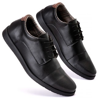 Sapato Oxford Masculino de Couro Premium Solado Costurado Confortável Mocassim Masculino Loafer Preto e Café Envio Imediato