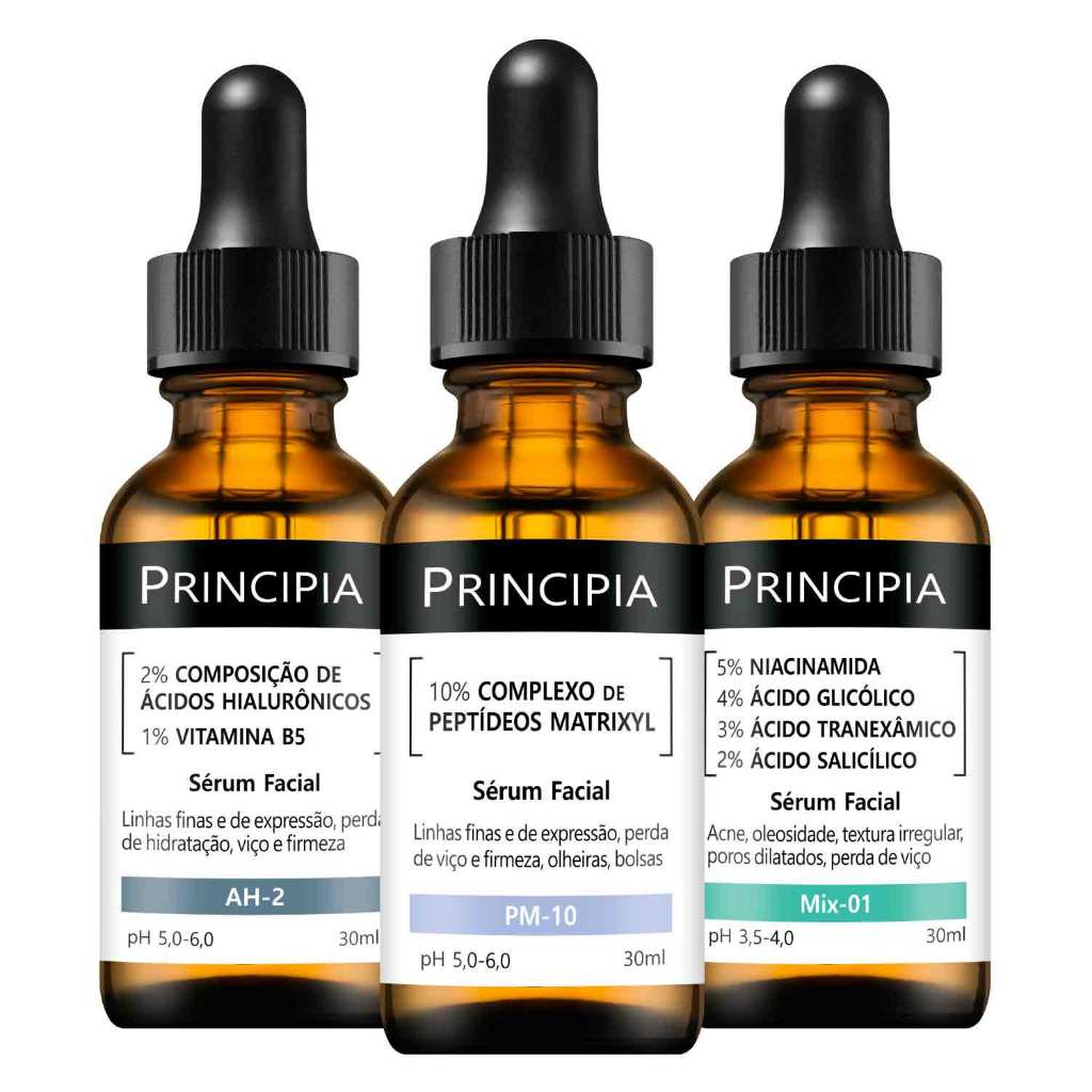 Kit 3 Séruns Principia Hialurônicos + Peptídeos + Mix-01 em Oferta na Shopee
