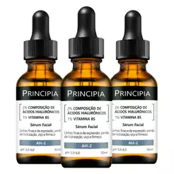 Kit 3 Séruns Hidratantes Principia 2% Ácidos Hialurônicos + Vitamina B5