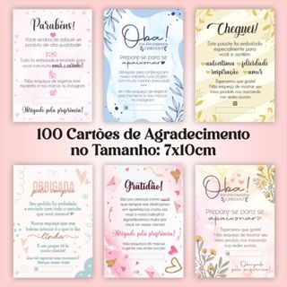 Cartão de Agradecimento ao Cliente (Frases) #02 - 7 x 10cm - Pacote com 100 Unidades em Oferta na Shopee
