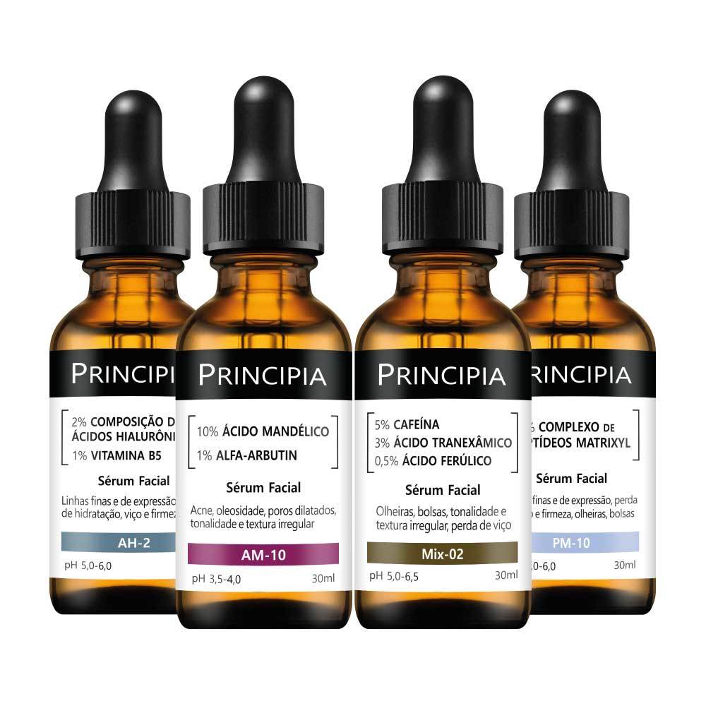 Kit 4 Séruns Principia Hialurônicos + Mandélico + Peptídeos + Mix-02 em Oferta na Shopee
